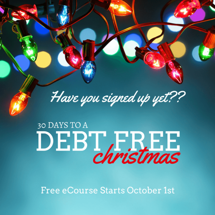 30 Days To A Debt Free Christmas Challenge